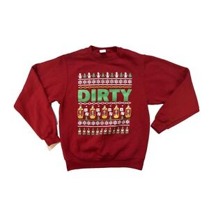 Dirty Christmas Sweatshirt Mens Small Red Ugly Holiday Graphic Funny Xmas Y2K